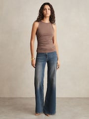 Reiss Mink Madelynne Ruched-Side Jersey Top - Image 1 of 6