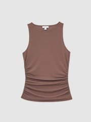 Reiss Mink Madelynne Ruched-Side Jersey Top - Image 2 of 6