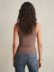 Reiss Mink Madelynne Ruched-Side Jersey Top - Image 5 of 6