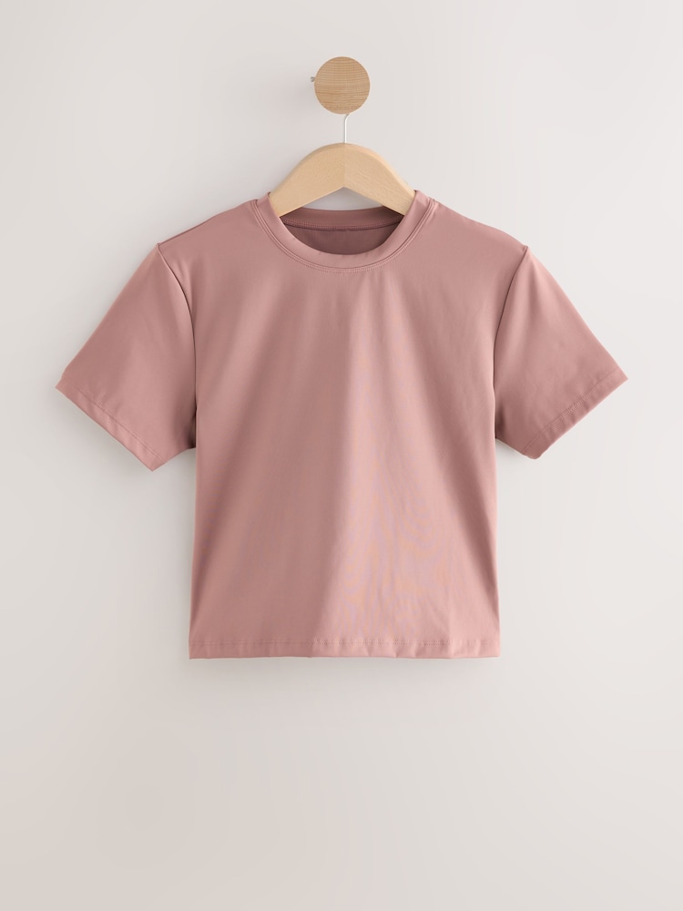 self. Mauve Purple self. Fitted Short Sleeve Top - Image 1 of 3