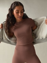 self. Mauve Purple self. Fitted Short Sleeve Top - Image 4 of 9