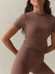 self. Mauve Purple self. Fitted Short Sleeve Top - Image 5 of 9
