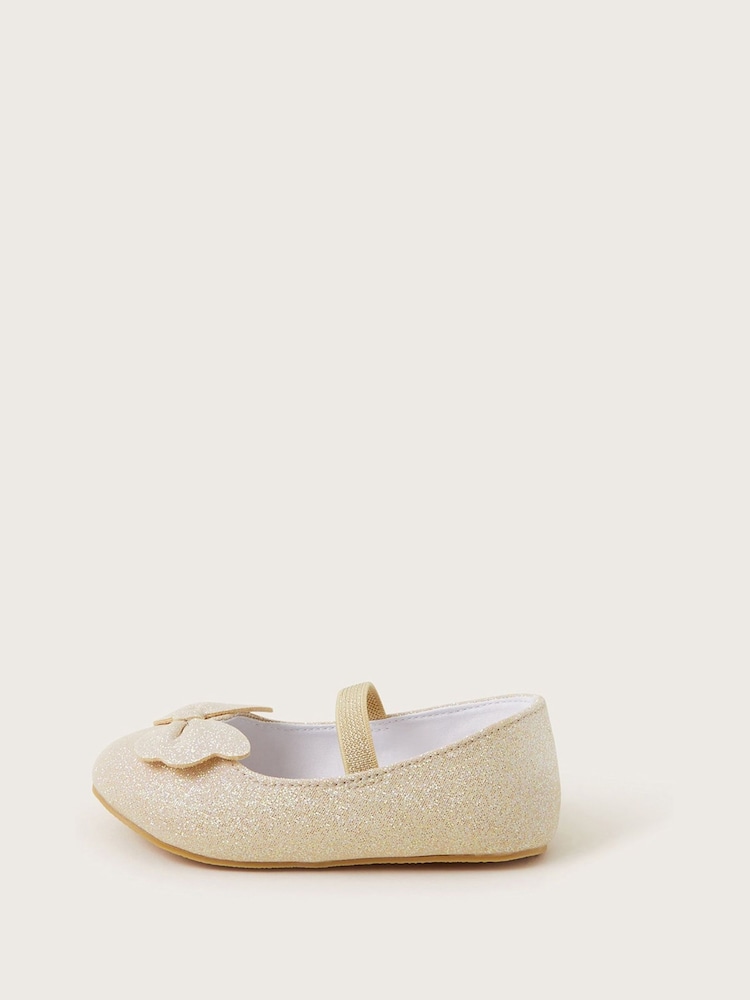 Monsoon Gold Sparkle Bow Walker Shoes - Image 1 of 3
