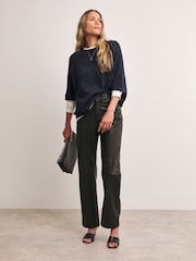 Anthology by JD Williams Blue Knitted Short Sleeve Jumper - Image 2 of 4