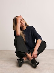 Anthology by JD Williams Blue Knitted Short Sleeve Jumper - Image 4 of 4
