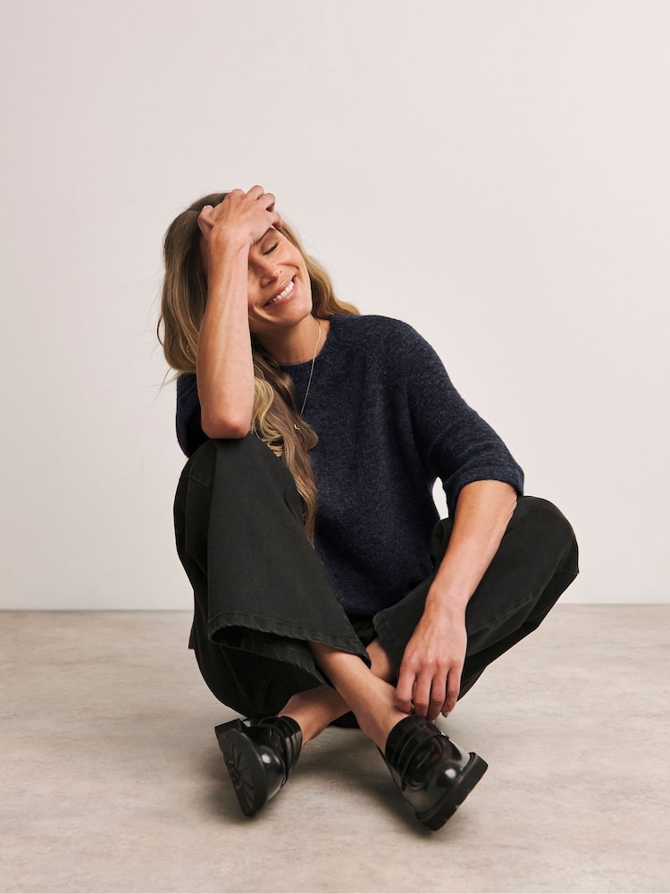 Anthology by JD Williams Blue Knitted Short Sleeve Jumper - Image 4 of 4
