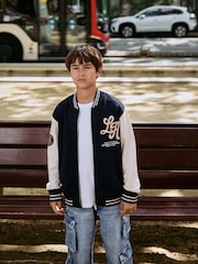 Navy Graphic Print Bomber Jacket (3-16yrs) - Image 1 of 7