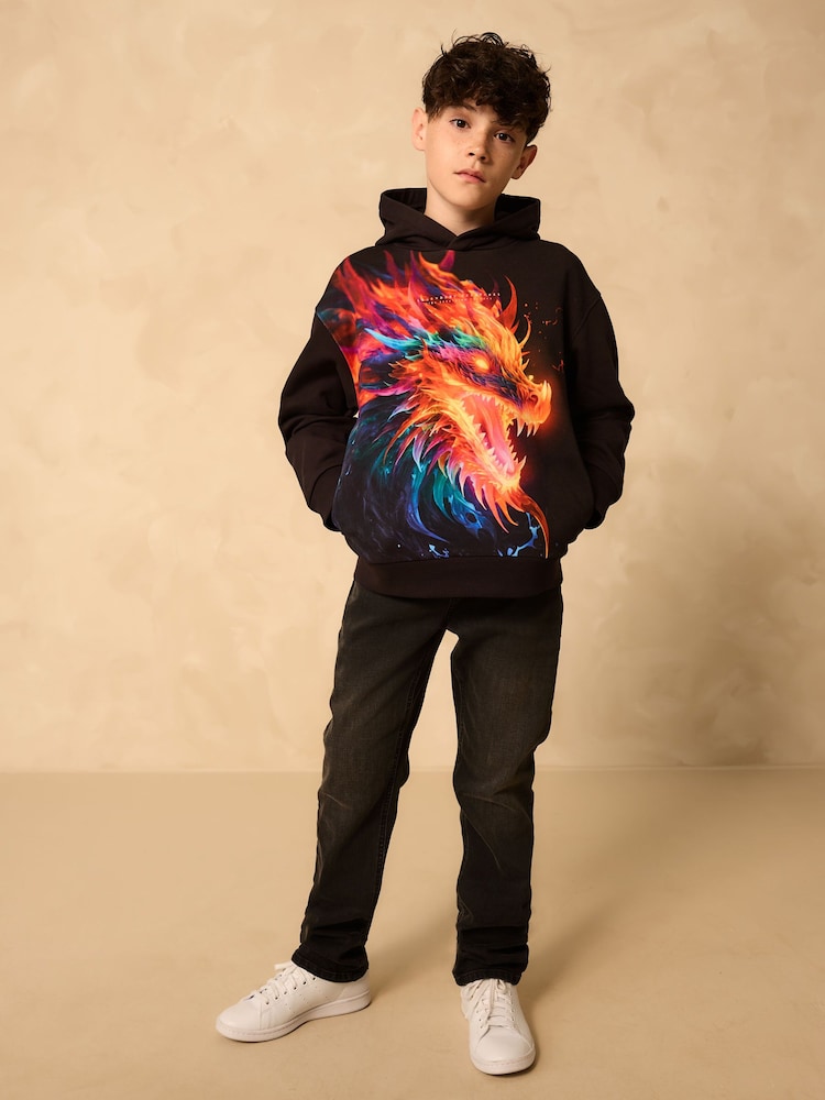 Black Dragon Older Boys Graphic Print Cross-Over Hoodie (3-16yrs) - Image 2 of 11