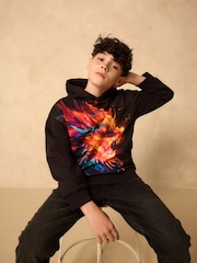 Black Dragon Older Boys Graphic Print Cross-Over Hoodie (3-16yrs) - Image 4 of 11