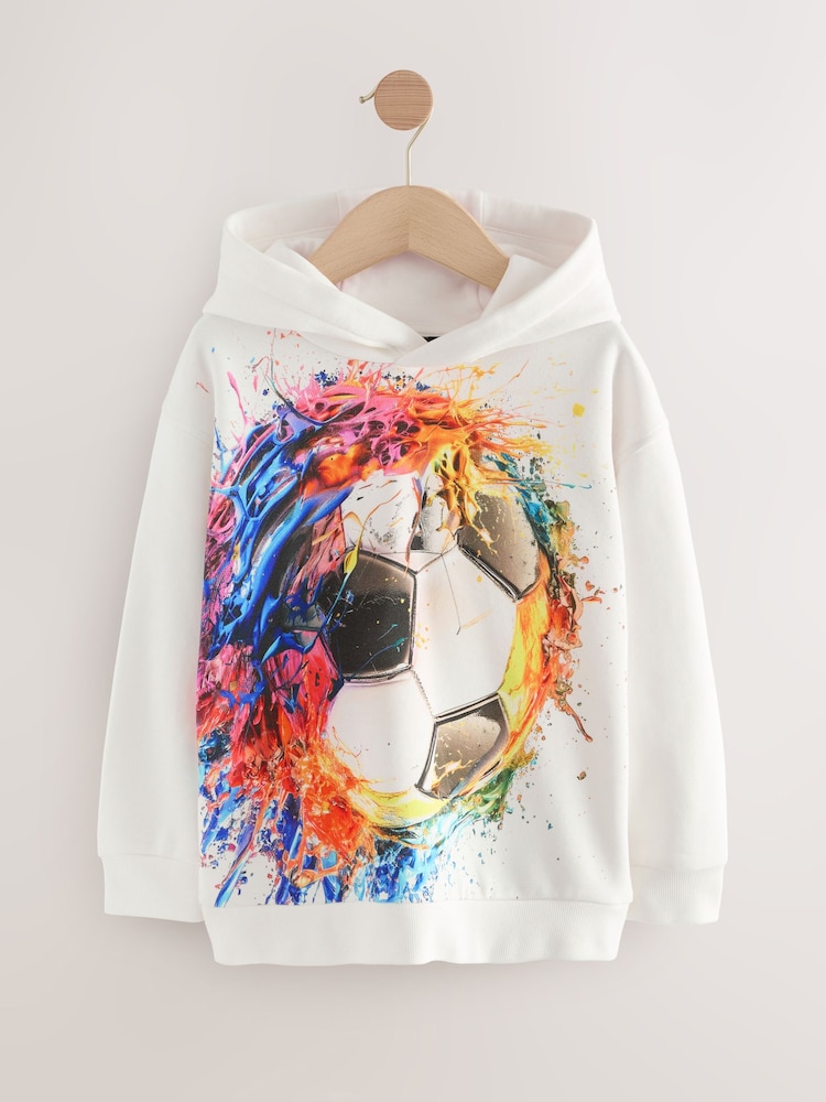White Older Boys Graphic Cross-Over Hoodie (3-16yrs) - Image 1 of 5