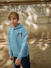 Teal Blue Cool Vibes Older Boys Graphic Print Cross-Over Hoodie (3-16yrs) - Image 1 of 7
