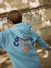 Teal Blue Cool Vibes Older Boys Graphic Print Cross-Over Hoodie (3-16yrs) - Image 2 of 7