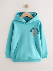 Teal Blue Cool Vibes Older Boys Graphic Print Cross-Over Hoodie (3-16yrs) - Image 4 of 7