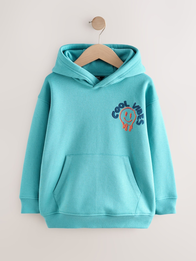 Buy Teal Blue Cool Vibes Older Boys Graphic Print Hoodie (3-16yrs