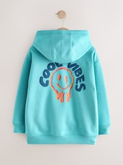 Teal Blue Cool Vibes Older Boys Graphic Print Cross-Over Hoodie (3-16yrs) - Image 5 of 7