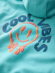 Teal Blue Cool Vibes Older Boys Graphic Print Cross-Over Hoodie (3-16yrs) - Image 6 of 7