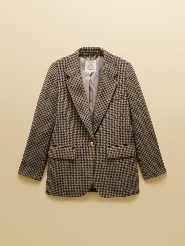 Joules Hackmore Grey Check Relaxed Fit Tweed Blazer - Image 12 of 12 Joules Hackmore Grey Check Relaxed Fit Tweed Blazer - Image 12 of 12
