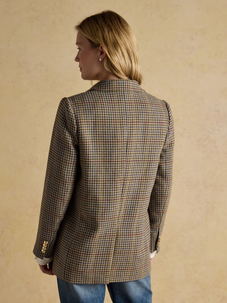 Joules Hackmore Grey Check Relaxed Fit Tweed Blazer - Image 2 of 12 Joules Hackmore Grey Check Relaxed Fit Tweed Blazer - Image 2 of 12