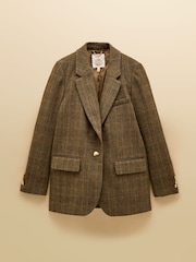Joules Hackmore Brown Check Relaxed Fit Tweed Blazer - Image 12 of 12