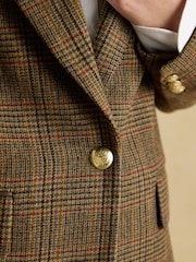Joules Hackmore Brown Check Relaxed Fit Tweed Blazer - Image 5 of 12