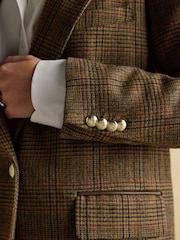 Joules Hackmore Brown Check Relaxed Fit Tweed Blazer - Image 6 of 12