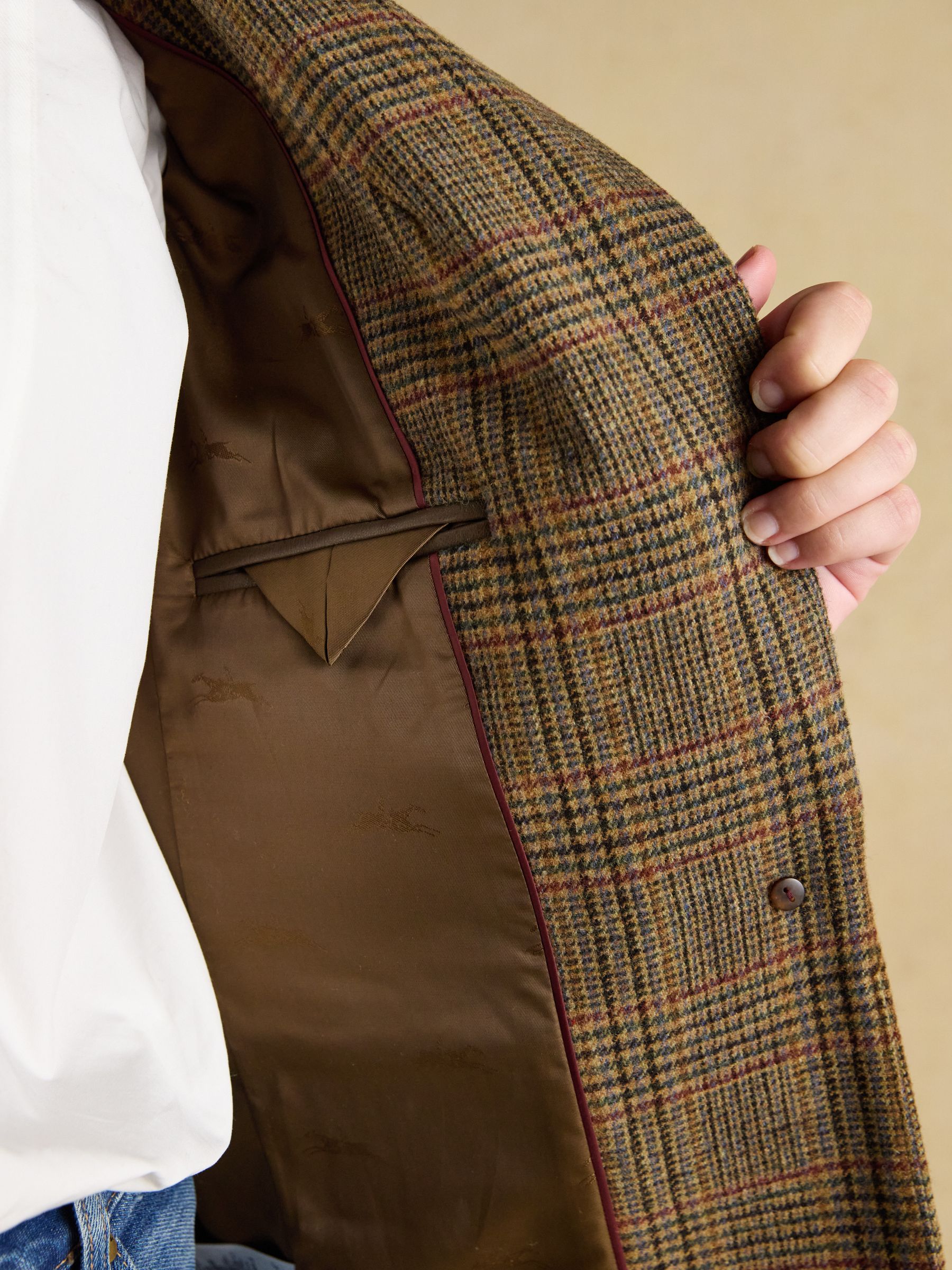 Buy Joules Hackmore Brown Check Relaxed Fit Tweed Blazer With Wool