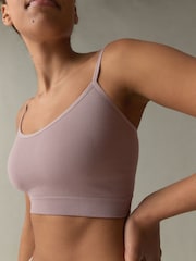 self. Grey Marl / Mauve Seamless Rib Long Line Bralette 2 Pack - Image 6 of 11