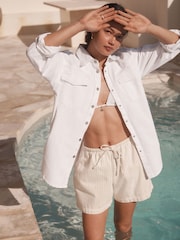 White Oversize Denim 100% Cotton Shirt - Image 2 of 3
