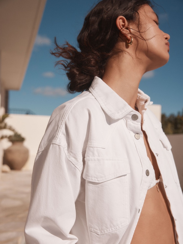 White Oversize Denim 100% Cotton Shirt - Image 3 of 3