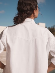 White Oversize Denim 100% Cotton Shirt - Image 4 of 7