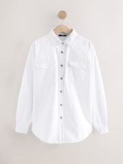White Oversize Denim 100% Cotton Shirt - Image 5 of 7