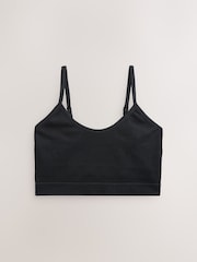 self. Black/White Seamless Rib Long Line Bralette 2 Pack - Image 2 of 8
