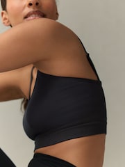 self. Black/White Seamless Rib Long Line Bralette 2 Pack - Image 3 of 8