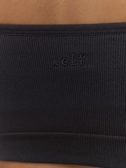 self. Black/White Seamless Rib Long Line Bralette 2 Pack - Image 4 of 8
