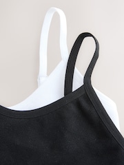 self. Black/White Seamless Rib Long Line Bralette 2 Pack - Image 7 of 8