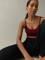 self. Burgundy/Charcoal Seamless Rib Long Line Bralette 2 Pack - Image 4 of 10