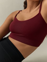 self. Burgundy/Charcoal Seamless Rib Long Line Bralette 2 Pack - Image 5 of 10