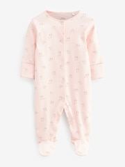 Pink Floral and Bunny Print Sleepsuits 2 Pack - Image 2 of 3