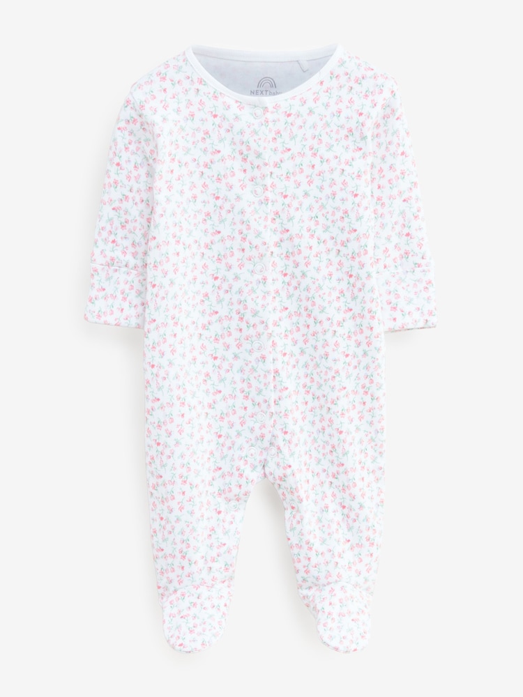 Pink Floral and Bunny Print Sleepsuits 2 Pack - Image 3 of 3