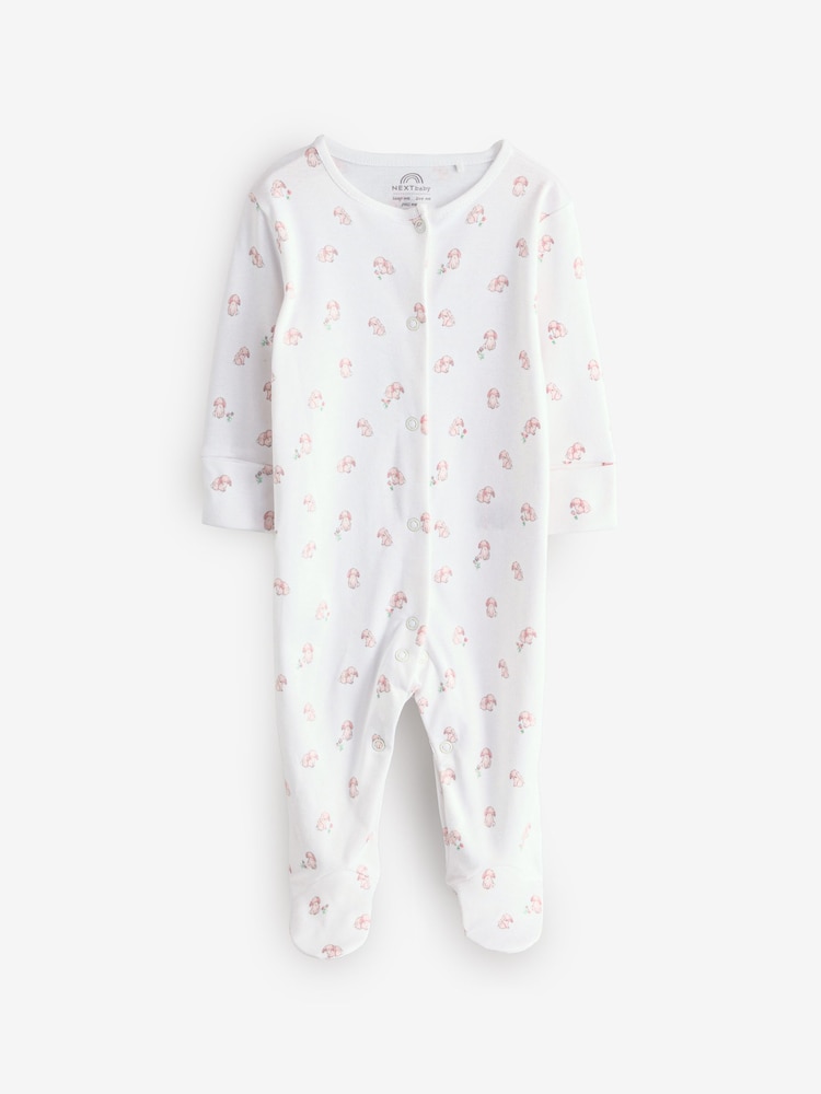 Pink Of Stripe Bunny Sleepsuits 2 Pack - Image 2 of 3