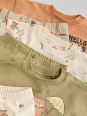 Khaki/Tan Hello Bear Tops and Leggings 6 Piece Baby Set (0mths-3yrs) - Image 12 of 17