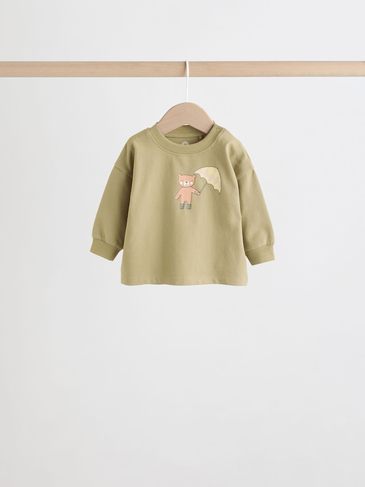 Khaki/Tan Hello Bear Tops and Leggings 6 Piece Baby Set (0mths-3yrs) - Image 2 of 17 Khaki/Tan Hello Bear Tops and Leggings 6 Piece Baby Set (0mths-3yrs) - Image 2 of 17