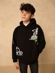 Black Skeleton Older Boys Graphic Print Cross-Over Hoodie (3-16yrs) - Image 1 of 8