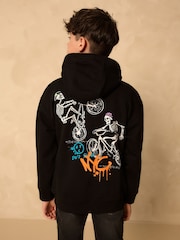 Black Skeleton Older Boys Graphic Print Cross-Over Hoodie (3-16yrs) - Image 2 of 8
