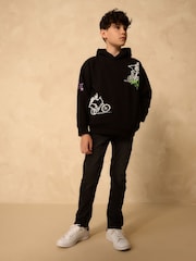 Black Skeleton Older Boys Graphic Print Cross-Over Hoodie (3-16yrs) - Image 3 of 8
