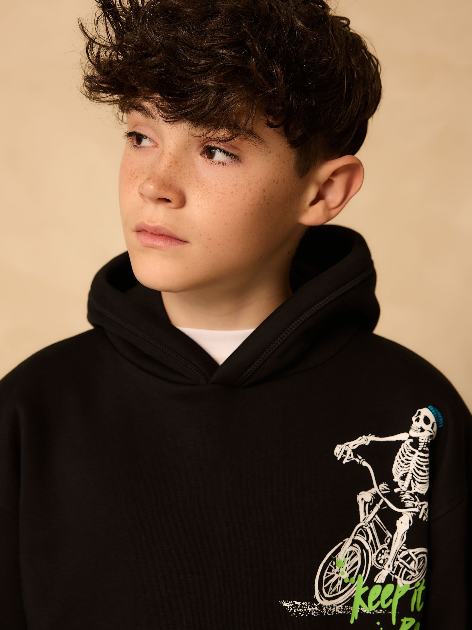 Buy Black Skeleton Older Boys Graphic Print Hoodie (3-16yrs) from