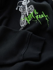 Black Skeleton Older Boys Graphic Print Cross-Over Hoodie (3-16yrs) - Image 8 of 8