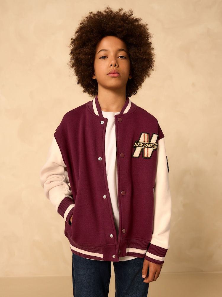 Berry Red Graphic Print Bomber Jacket (3-16yrs) - Image 1 of 11