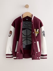 Berry Red Graphic Print Bomber Jacket (3-16yrs) - Image 6 of 11