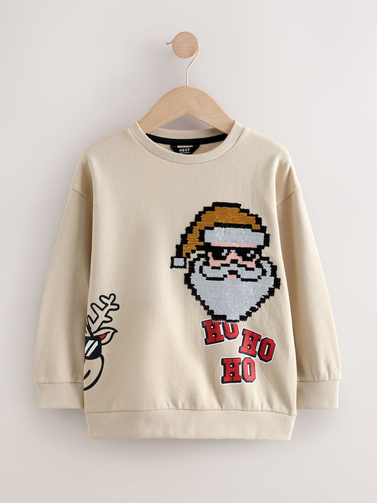Beige Christmas Crew Sweatshirt (3-16yrs) - Image 2 of 5